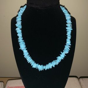 Turquoise blue shell necklace 17 inches long